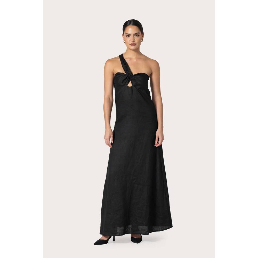 NEW LUSANA sutton linen maxi dress in black